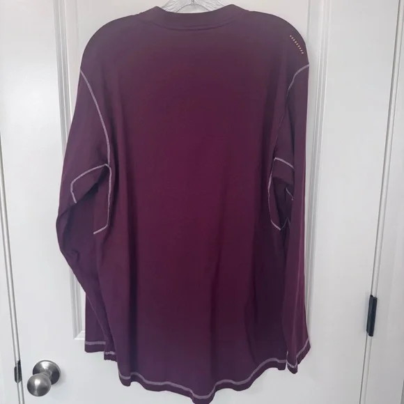 Ariat Rebar Long-Sleeve 3-Button Henley Work Shirt, Burgundy, Large, EUC - Picture 8 of 11